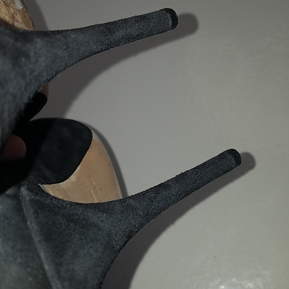 Kate Spade black suede peep toe heels - Picture 7 of 7
